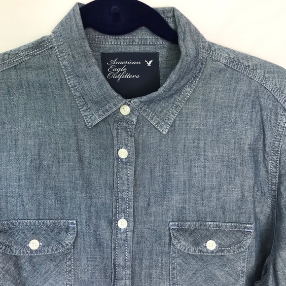 American Eagle Chambray Denim Western Shirt - Picture 2 of 6